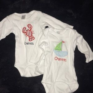 2 Onesies monogrammed w/ “Owen”